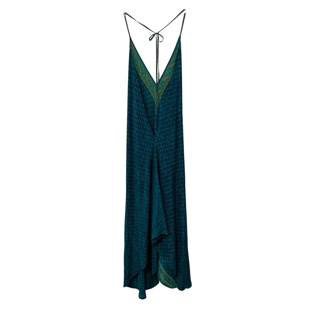 Sun Child Classic Signature Halter Asymmetric Floral Silk Maxi Dress Size M - Picture 8 of 12
